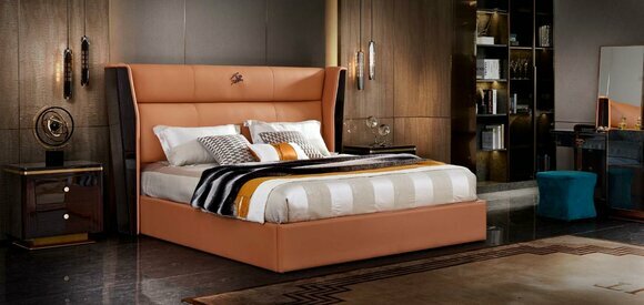 Leder Bett Schlafzimmer Möbel Design Gruppe 3tlg. Set 2x Nachttische Betten Neu