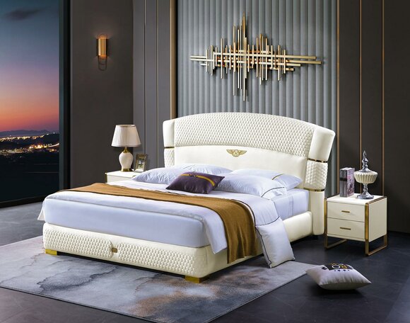 Holz Design Bett Doppel Luxus Ehe. Modernes Hotel Gestell Schlaf Zimmer