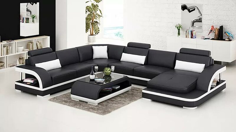Moderne Wohnlandschaft Ecksofa 2tlg. mit Couchtisch Sofa Couch Ledergarnitur Neu