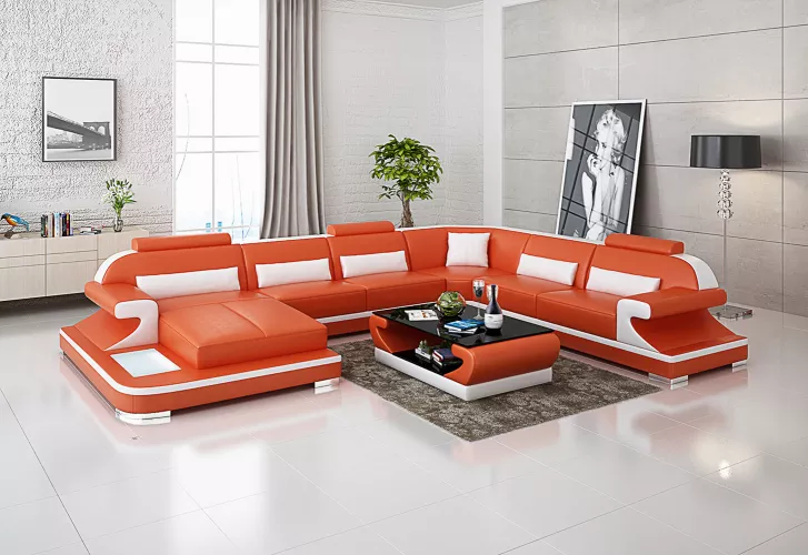 Moderne Ecksofa Couch Polster Sitzpolster Couchtisch Wohnlandschaft Eckgarnnitur
