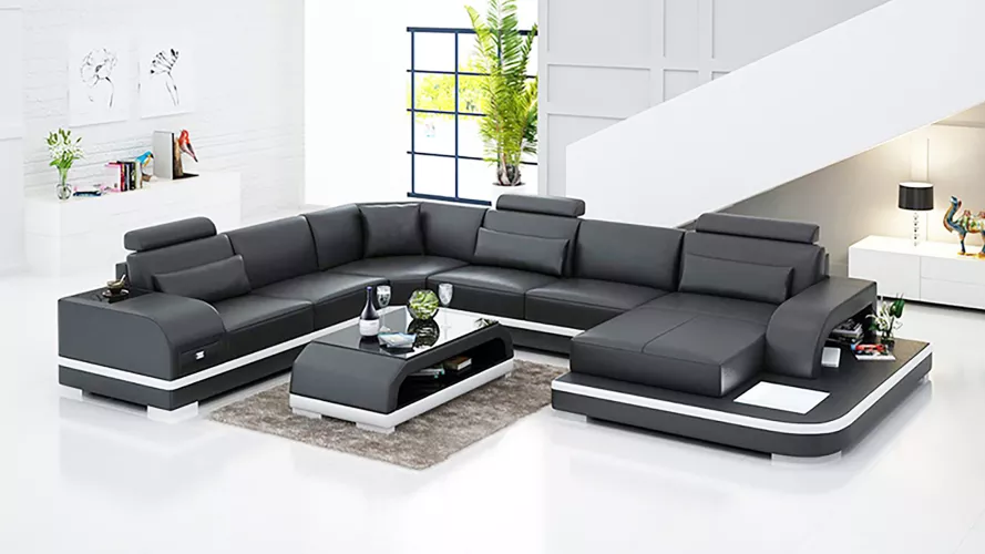 Moderne Ecksofa Polster Wohnlandschaft Design Eckcouch Sofa Sitz Garnituren 2tlg