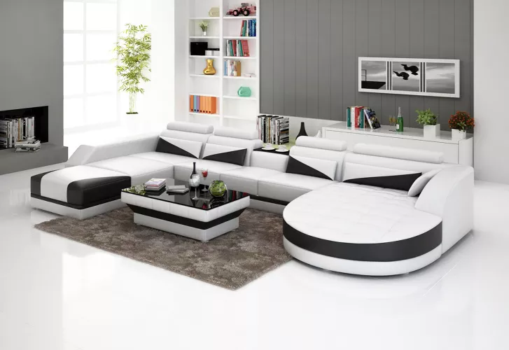 Ecksofa Wohnlandschaft Eckcouch Polster Eckgarnitur Sofa UForm Ledersofa Couch