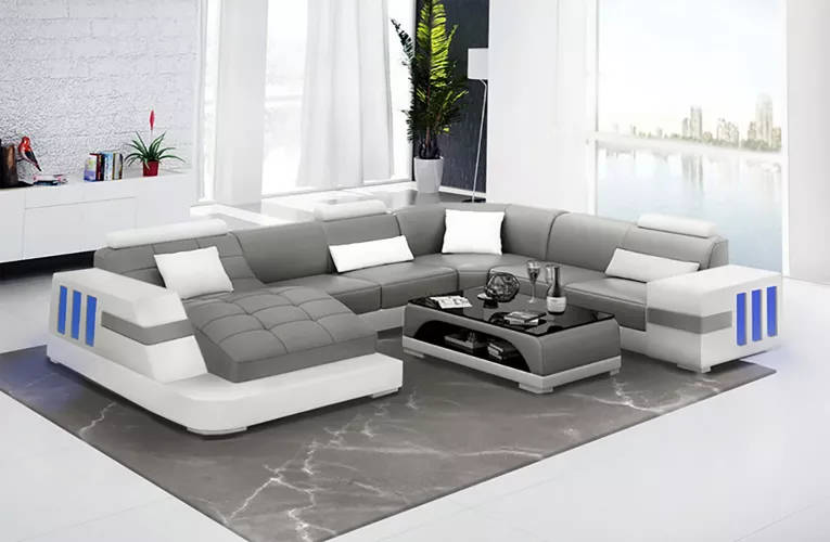 Designer Sofa Ecksofa Ledersofa Sofas UForm Polster Couch Wohnlandschaft Leder