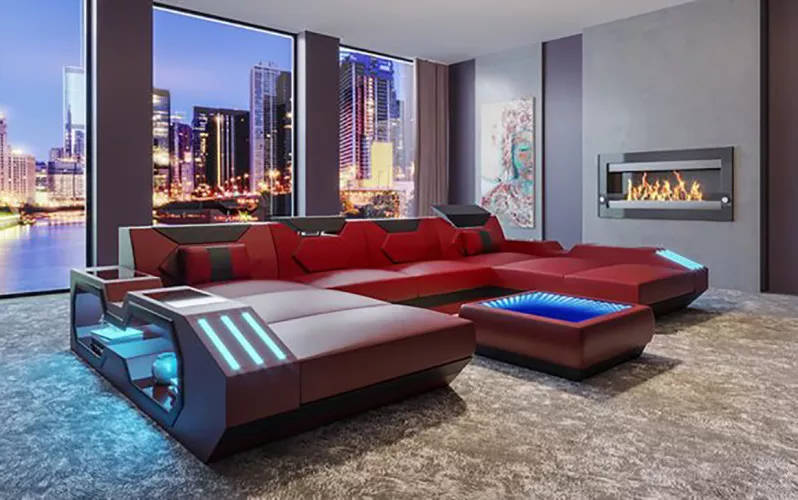 Ledersofa Designer Sofa Ecksofa UForm Modernes Sofa Ecksofa Polster Garnituren