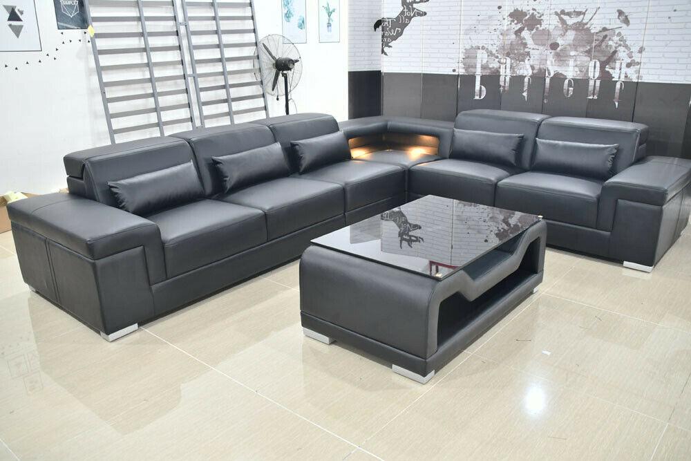 Wohnlandschaft Ecksofa L-form Eckcouch LED Beleuchtet Sofa Couch Ecksofa Sofas