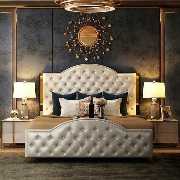 Bett Polster Design Luxus Doppel Hotel Betten Schlaf Zimmer Leder
