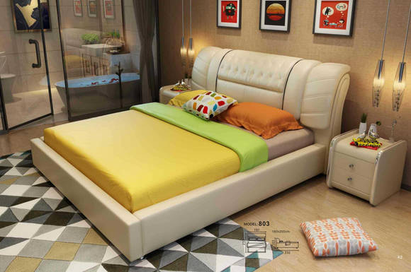 Designer Bett Chesterfield Betten Textil Leder Hotel Luxus Polster Samt