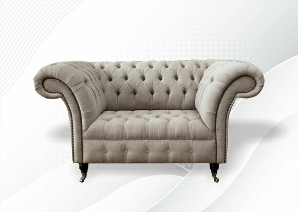 Chesterfield Sessel Creme Stoff Textil Modern Wohnzimmer Luxus Neu