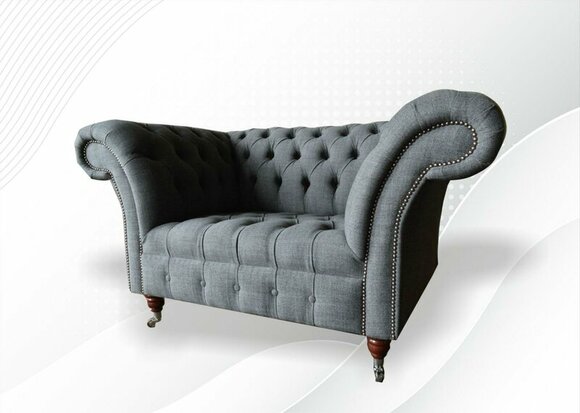 Chesterfield Sessel Stoff Grau Kreative Möbel Neu Textil Wohnzimmer