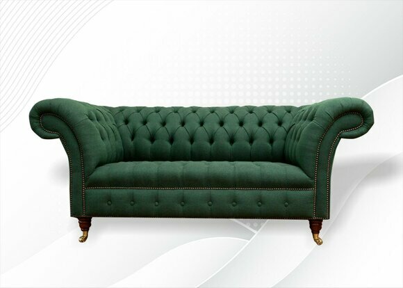 Chesterfield 2 Sitzer Stoff Grün Textil Sofa Modern Kreative Wohnzimmer