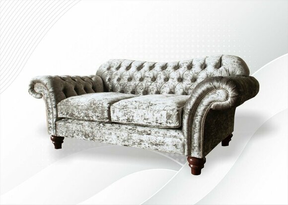Chesterfield 2 Sitzer Silberne Wohnzimmer Couch Sofas Design Couchen