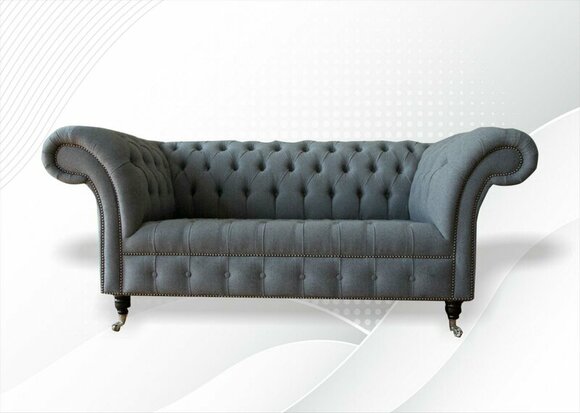 Chesterfield 2 Sitzer Wohnzimmer Modern Grau Couchen Sofa Kreative