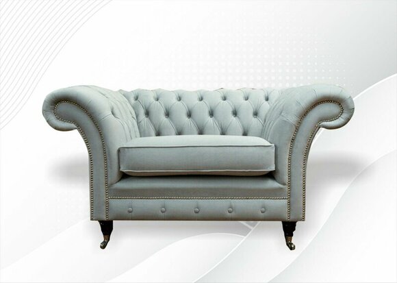 Chesterfield Sessel Grau Textil Neu Wohnzimmer Modern Stoff Sofas Couchen