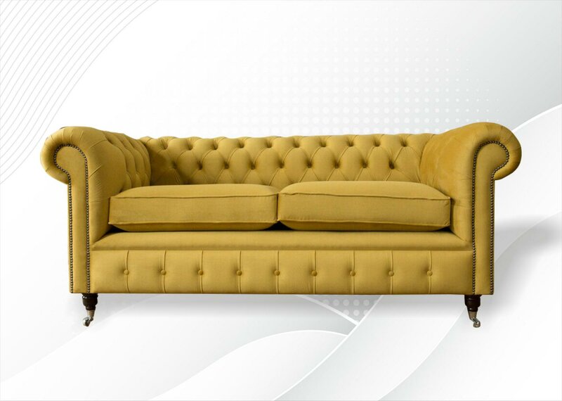 Chesterfield Gelb Sofa Wohnzimmer Design Couchen Polster Sofas Neu