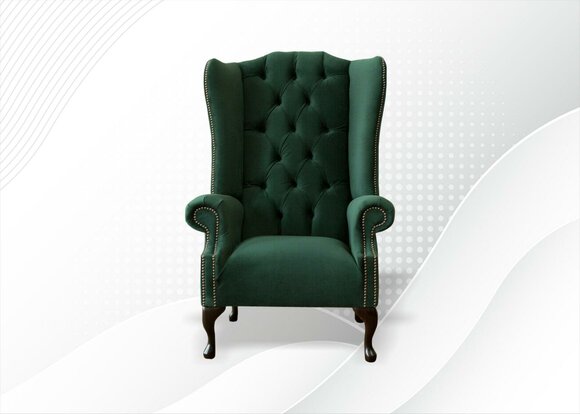 Ohrensessel Sessel Samt Design Polster Sofa Chesterfield Textil Möbel