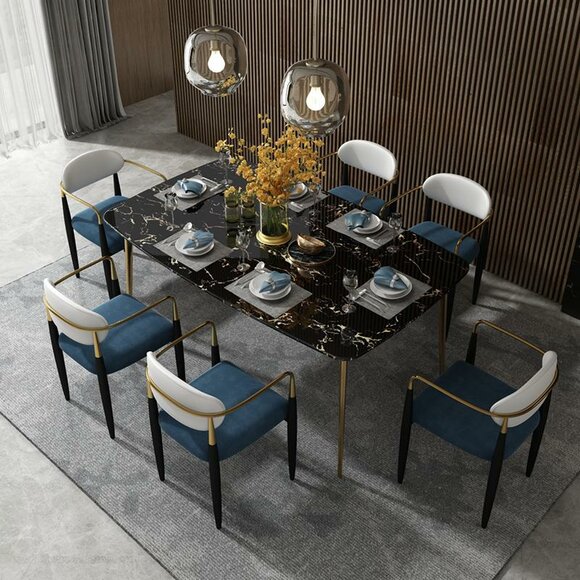Komplett Set Esstisch 6x Stühle Esszimmer Ess Gruppe Stein Garnitur