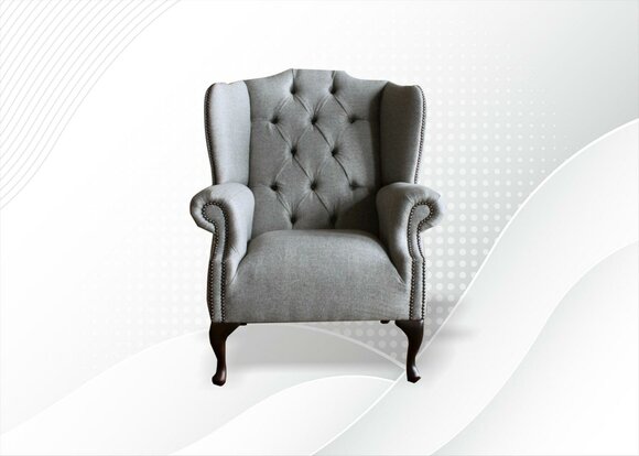 Chesterfield Ohrensessel Club Relax Sessel Stuhl Polster Stoff Textil 1 Sitz Neu