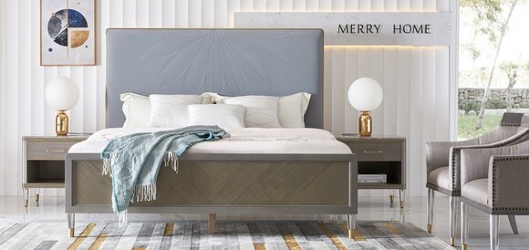 Bett 2x Nachttisch 3 tlg. Schlafzimmer Set Design Modern Luxus Betten