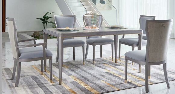 Komplett Set Esstisch + 6 Stühle Esszimmer Garnitur Ess Gruppe Tisch