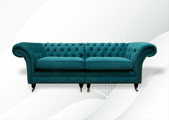 Chesterfield 3 Sitzer Stoff Wohnzimmer Design Couchen Polster Sofa Sofas