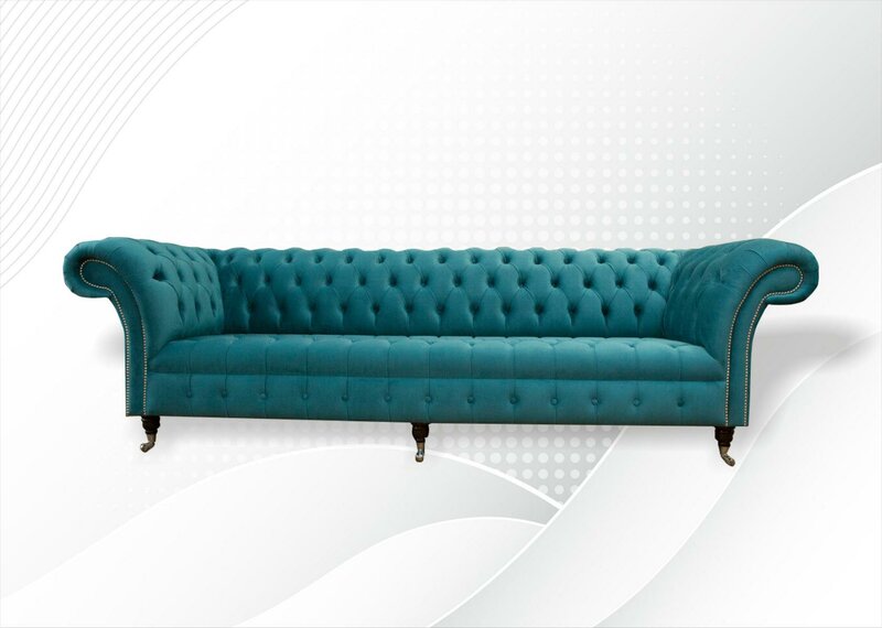 Chesterfield 4 Sitz Sofa Turkis Wohnzimmer Design Couchen Polster Sofas