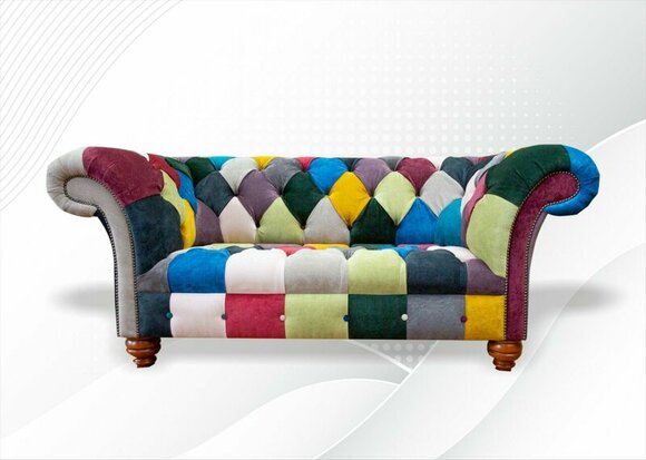 Chesterfield 2 Sitzer Sofa Textil Wohnzimmer Modern Design Couchen