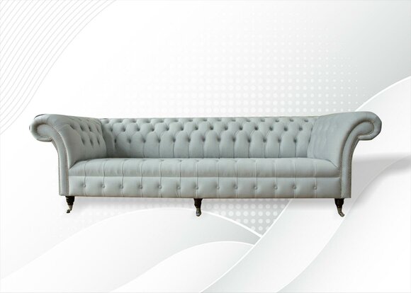 Chesterfield 4 Sitzer Hellblau Wohnzimmer Modern Design Couchen Sofa