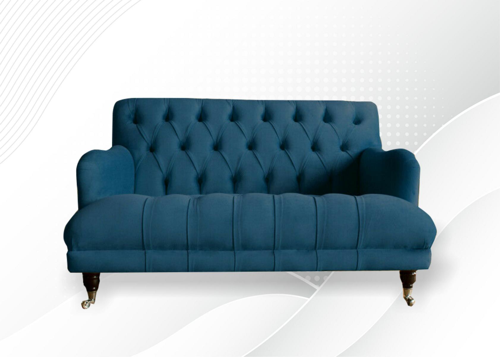 Chesterfield Zweisitzer Couch Polster Turkis Couchen Sofas Sitzpolster Textil