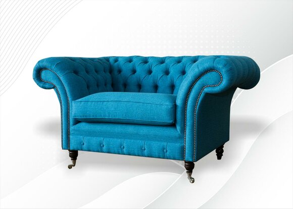 Chesterfield Sessel Fernseh Couch 1 Sitzer Sofa Textil Samt Ohrensessel