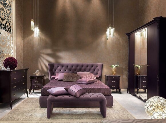 Bett Polster Design Luxus Doppel Hotel Betten Schlaf Zimmer Luxus Lila