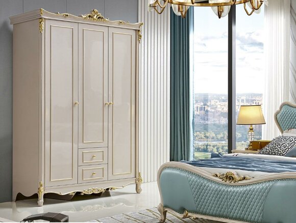 Schlafzimmer Kleiderschrank Holzschrank Klassischer Schrank Barock Antik Rokoko Stil Kleiderschränke Neu