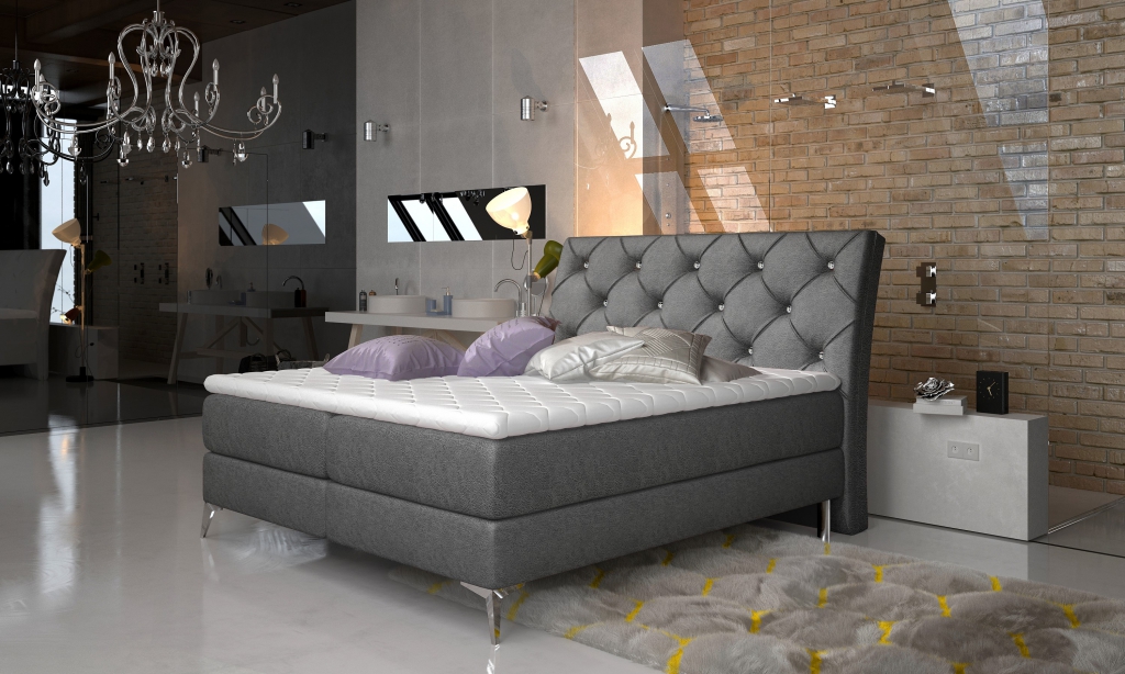 Designer Bett Schlafzimmer Betten Textil Hotel Polster Chesterfield Boxspring