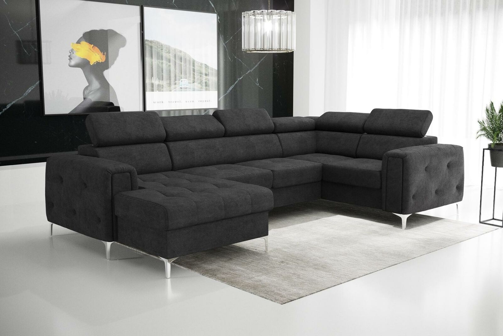 Wohnlandschaft Design Ecksofa Textil Couchen Sofas U Form Sofa Couch Polster Neu