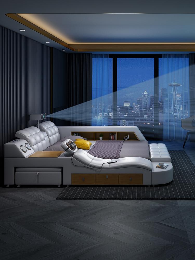 Bett Multifunktion Betten tv beamer usb led Massage Funktion Hotel Luxus