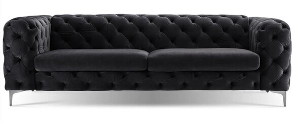Dreisitzer Schwarz Chesterfield Sofa Kreative Möbel Textil Stoff Wohnzimmer Neu