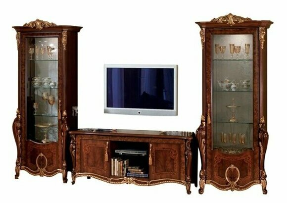 Wohnzimmermöbel Set Designer Wohnzimmer Sideboard 2x Vitrine 3tlg. Wohnwand Neu