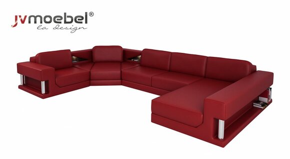 U Form Sofa Couch Polster Sofa Wohnlandschaft Design Ecksofa Leder Polster Neu