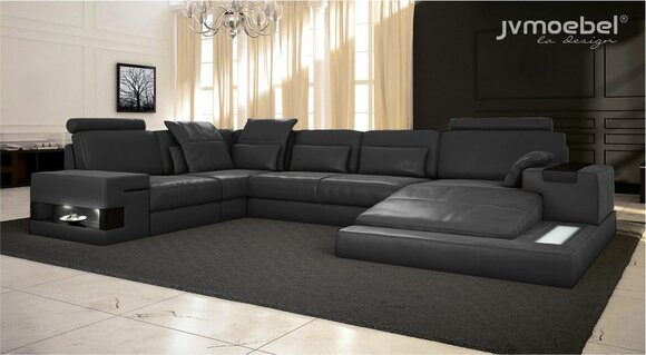 Ecksofa U-Form Couch Design Polster Textil Neu Wohnlandschaft Bettfunktion Stoff