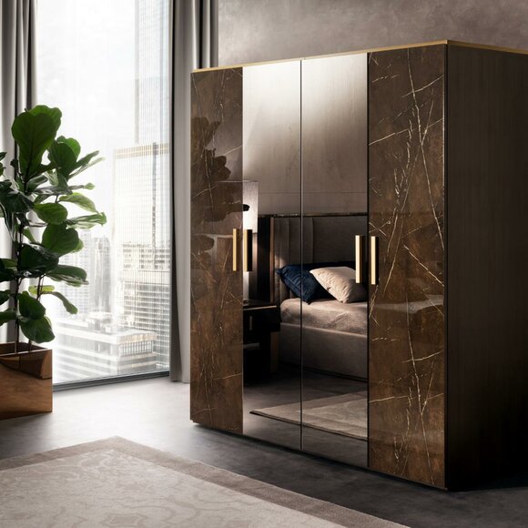 Luxus Kleider Schrank Designer Hochglanz Kleiderschränke Möbel Wohnen Holz Neu
