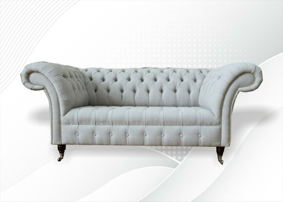 Chesterfield 2 Sitzer Wohnzimmer Couch Sofa Polster Textil Stoff Garnitur Neu