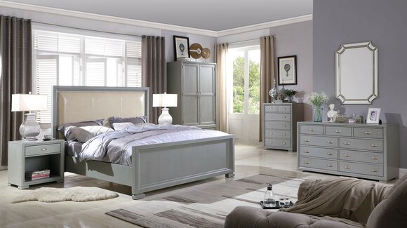 Bett Nachttisch Kommode 6 tlg. Schlafzimmer Set Design Moderne Luxus Möbel Neu