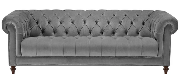 Dreisitzer Grau Stoff Wohnzimmer Design Couchen Polster Sofa Sofas Chesterfield