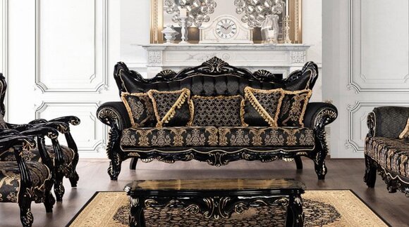 Couch Sitz Dreisitzer Sofa 3 Sitzer Sofas Sessel Stoff Barock Rokoko Möbel 232cm
