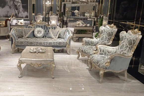 Sofagarnitur 3+1+1 Sitzer Luxus Sofa Sessel Stoff Gruppe Garnitur Wohnzimmer