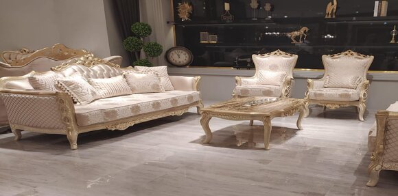 Sofa Sessel Sofas Sofagarnitur 3+1+1 Sitzer Garnitur Luxus Barock Wohnzimmer Neu