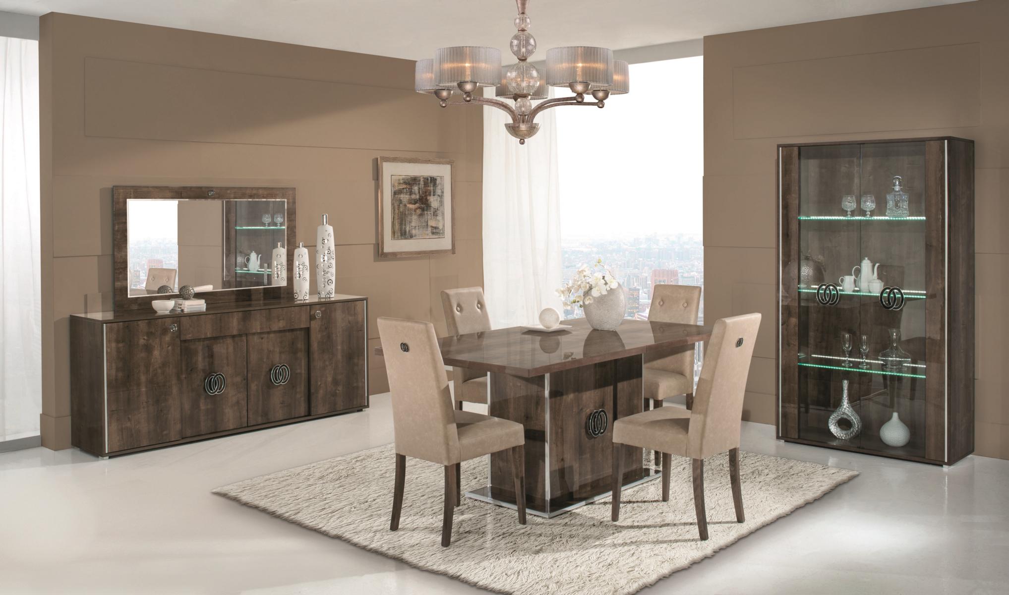 Esszimmer Esstisch Stuhl Kommode Spiegel Vitrine Gruppe Garnitur Holz Set 8tlg.