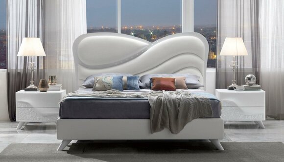Doppelbett Bett Bettrahmen Bettgestelle Weiß Doppel Modern Luxus Italy Stil Neu