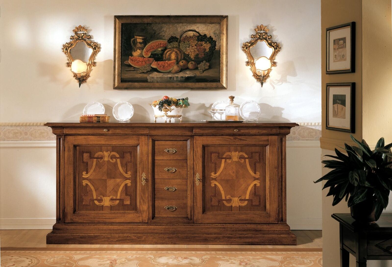 Luxus Italienische Holz Möbel Anrichte Kommode Barock Stil Sideboard Echtholz