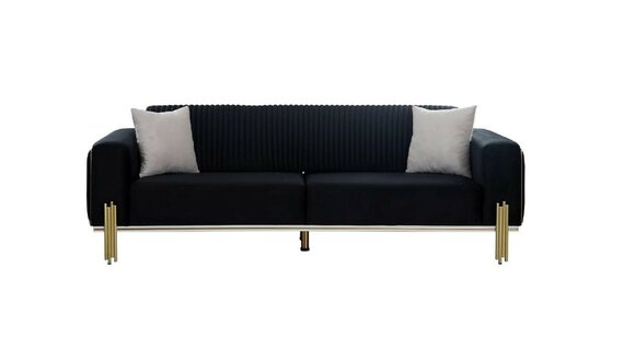 Dreisitzer Couch Möbel Samt Designer Gold Metall Gepolsterte Moderne Couchen Neu