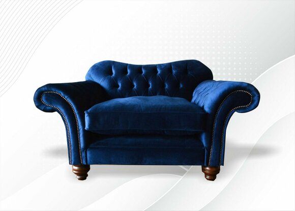 Ohrensessel Sessel Fernseh Design Polster Sofa Couch Chesterfield Textil Blaue